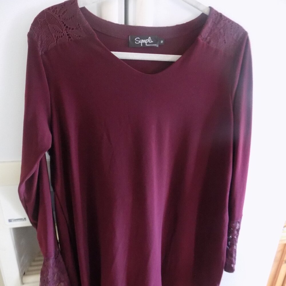 Sympli Canada modern knit tunic top wine merlot 10 m
